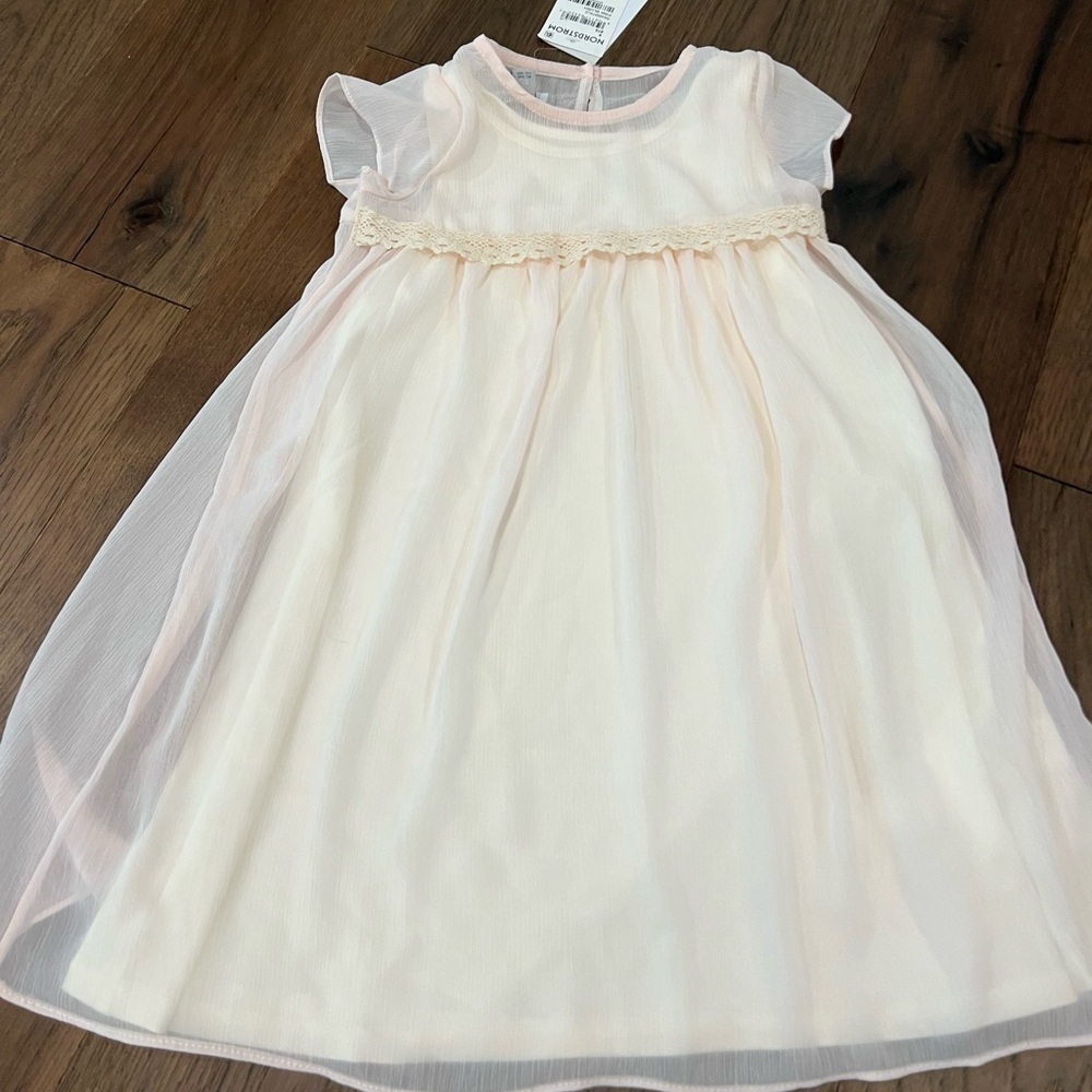 Nordstrom Double Layered Pink and Cream Ombre Dress Girls 4T